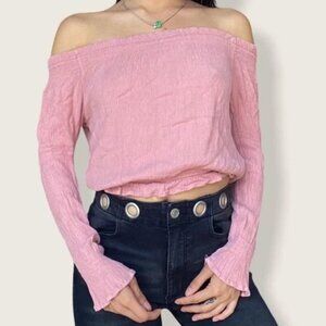Urban Planet Pink Ruffled Off The Shoulder Top